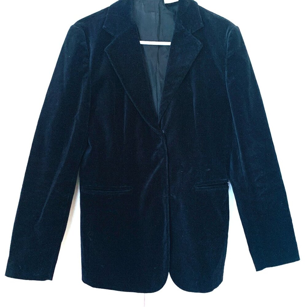 VELVET BLAZER Long Line Fitted Fully Lined Front Closure Sz 6